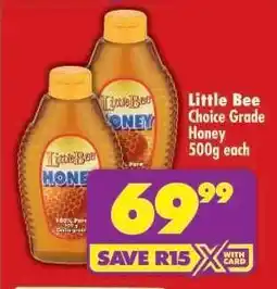 Shoprite Little Bee Choice Grade Honey 500g each offer