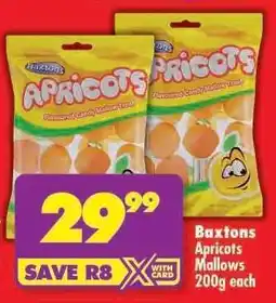 Shoprite Baxtons Apricots Mallows 200g each offer