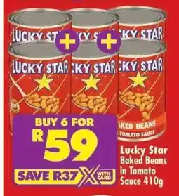 Shoprite LUCKY STAR BAKED BEANS IN TOMATO SAUCE 410g offer