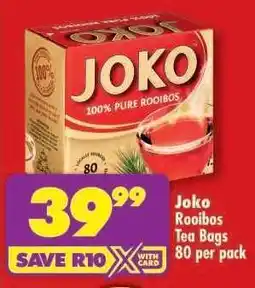 Shoprite Joko Rooibos Tea Bags 80 per pack offer