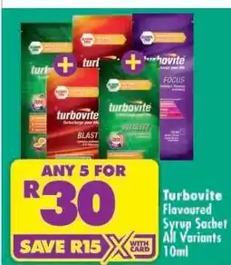 Shoprite Turbovite Flavoured Syrup Sachet All Variants 10ml offer