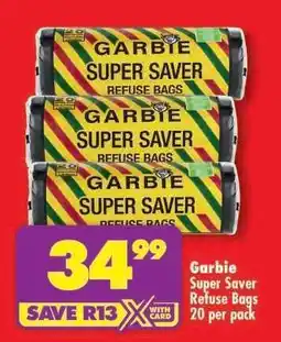 Shoprite Garbie Super Saver Refuse Bags 20 per pack offer