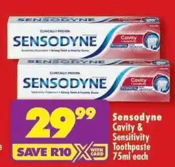 Shoprite Sensodyne Cavity & Sensitivity Toothpaste 75ml each offer
