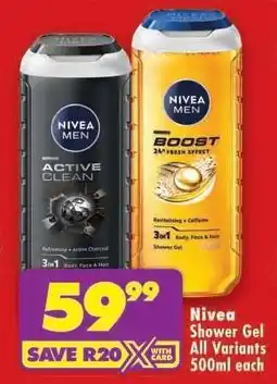 Shoprite Nivea Shower Gel All Variants 500ml Each offer