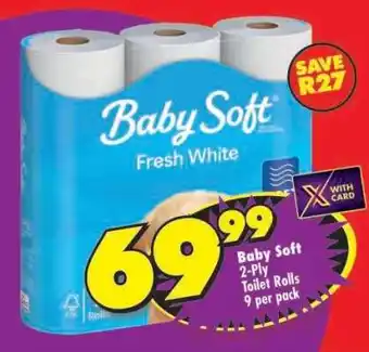 Shoprite Baby Soft 2-Ply Toilet Rolls 9 per pack offer