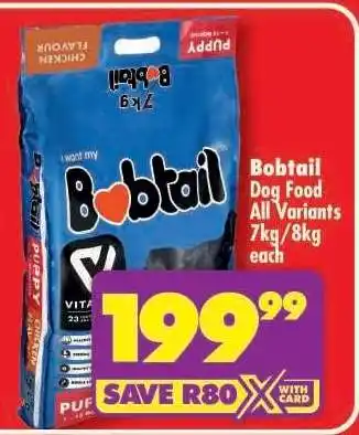 Shoprite Bobtail Dog Food All Variants 7kg/8kg each offer