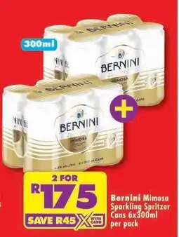 Shoprite Bernini Mimosa Sparkling Spritzer Cans 6x300ml per pack offer