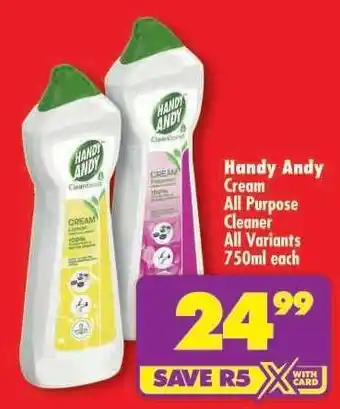 Shoprite HANDY ANDY CREAM ALL PURPOSE CLEANER all variants 750ml each offer