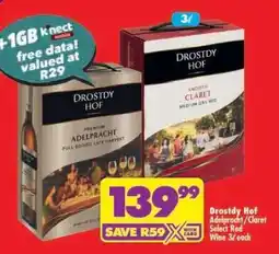 Shoprite Drostdy Hof Adelpract/Claret Select Red Wine 3ℓ each offer