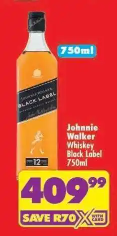 Shoprite Johnnie Walker Whiskey Black Label 750ml offer