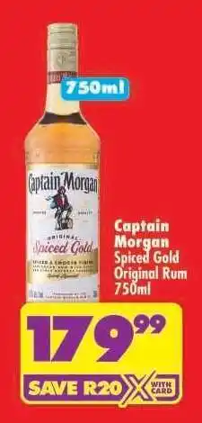 Shoprite Captain Morgan Spiced Gold Original Rum 750ml offer