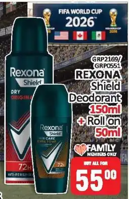 KitKat Cash and Carry REXONA Shield Deodorant 150ml + Roll on 50ml offer