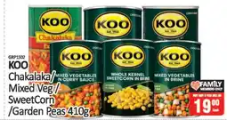 KitKat Cash and Carry KOO Chakalaka/Mixed Veg/SweetCorn/Garden Peas 410g offer
