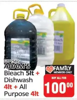 KitKat Cash and Carry ADAM's Bleach 5lt + Dishwash 4lt + All Purpose 4lt offer