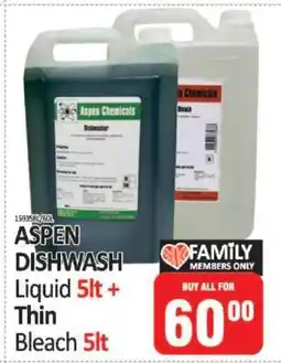 KitKat Cash and Carry ASPEN DISHWASH Liquid 5lt + Thin Bleach 5lt offer