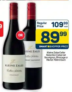 Pick n Pay Liquor Kleine Zalze Cellar Selection Cabernet Sauvignon, Pinotage or Merlot offer