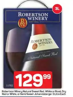 Pick n Pay Liquor Robertson Winery Natural Sweet Red, White or Rosé, Dry Red or White, or Semi Sweet Johannisberger offer