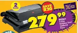 Shoprite Ottimo 2-Slice Stainless Steel Sandwich Press offer