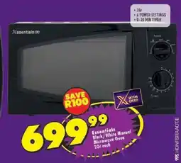 Shoprite Essentials Black/ White Manual Microwave Oven offer