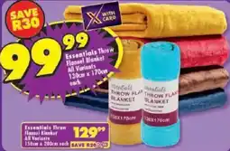 Shoprite Essentials Throw Flannel Blanket All Variants offer