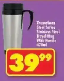 Shoprite Travelvac Steel Series Stainless Steel Travel Mug With Handle offer