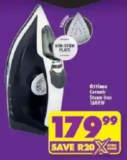 Shoprite Ottimo Ceramic Steam Iron 1600W offer