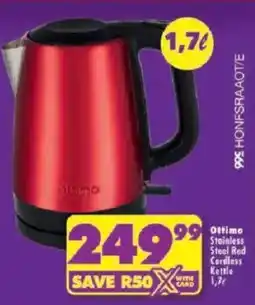 Shoprite Ottimo Stainless Steel Red Cordless Kettle offer