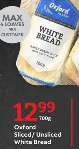 Oxford Freshmarket Oxford Sliced/ Unsliced White Bread offer