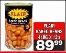 Advance Cash n Carry FLAIR BAKED BEANS 410G X 12's offer