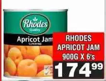 Advance Cash n Carry RHODES APRICOT JAM 900G X 6's offer