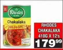 Advance Cash n Carry RHODES CHAKALAKA 410G X 12's offer