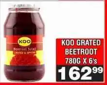 Advance Cash n Carry KOO GRATED BEETROOT 780G X 6's offer