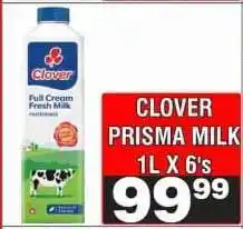Advance Cash n Carry CLOVER PRISMA MILK 1L X 6's offer
