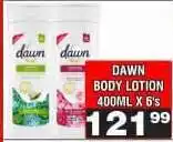 Advance Cash n Carry DAWN BODY LOTION 400ML X 6's offer