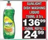 Advance Cash n Carry SUNLIGHT DISH WASHING LIQUID 750ML REFILL offer