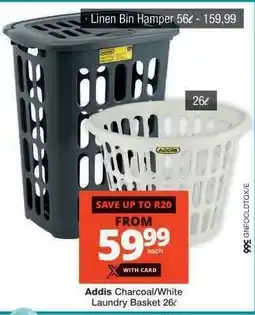 Checkers Addis Charcoal/White Laundry Basket offer