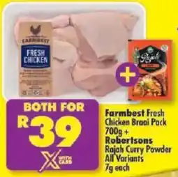 Shoprite Farmbest Fresh Chicken Braai Pack and Robertsons Rajah Curry Powder All Variants offer