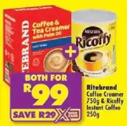 Shoprite Ritebrand Coffee Creamer & Ricoffy Instant Coffee offer