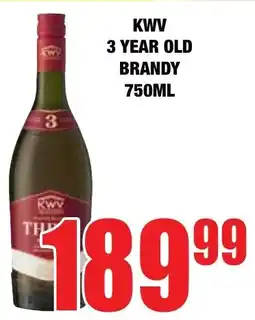 Boxer Liquors Kwv 3 year old brandy offer
