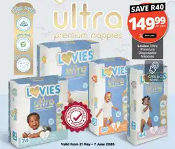 Checkers Lovies Ultra Premium Disposable Nappies offer