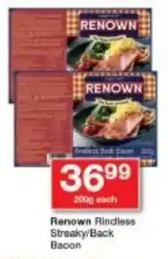 Checkers Renown Rindless Streaky/ Back Bacon offer