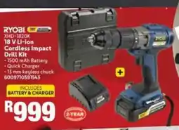 Build It Ryobi 18 V Li-ion Cordless Impact Drill Kit offer