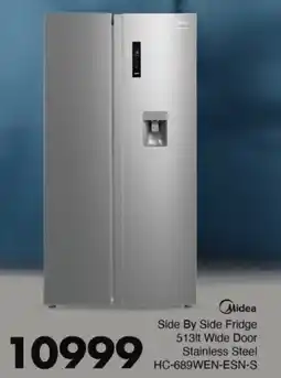 Save Hyper Midea Side By Side Fridge Wide Door Stainless Steel offer