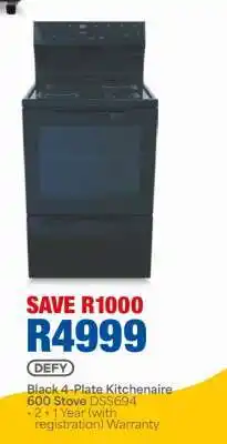 OK Furniture Black 4-Plate Kitchenaire 600 Stove DSS694 offer