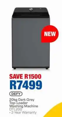 OK Furniture DEFY 20kg Dark Grey Top-Loader Washing Machine DTL200 offer