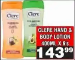 Advance Cash n Carry Clere hand & body lotion offer