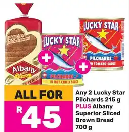 Game Lucky Star Pilchards and Albany Superior Sliced Brown Bread offer
