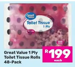 Game Great Value 1 Ply Toilet Tissue Rolls offer
