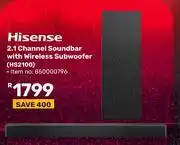 Game Hisense 2.1 Channel Soundbar With Wireless Subwoofer HS2100 850000796 offer