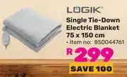 Game Logik Single Tie Down Electric Blanket 75 x 150cm 850044761 offer